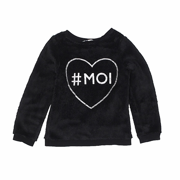 H&M faux fur black sweatshirt with print. - Picture 4 of 16